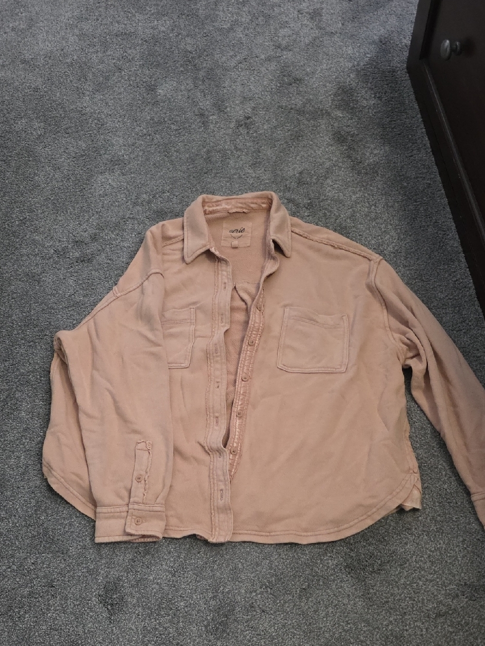 Light Peach Button-Down Shirt Jacket